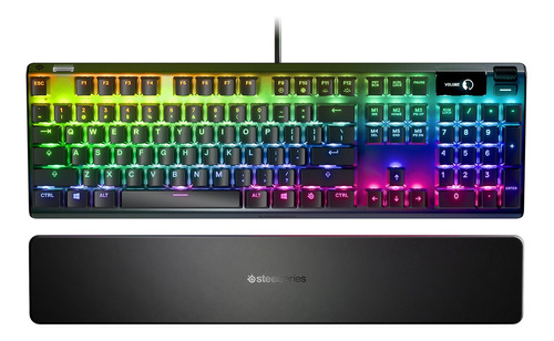 Teclado gamer SteelSeries Apex 7 QWERTY QX2 Brown inglés US color negro con luz RGB