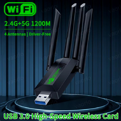 Adaptador Usb Wifi 1200mbps Banda Dual 2,4g + 5ghz 4 Antenas