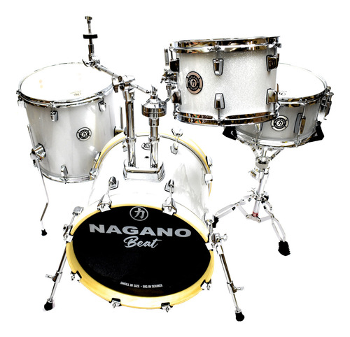 Bateria Nagano Beat Silver Sparkle Bumbo de 16 pés com elevador