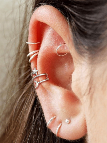 Pendientes De Oreja De Estrella Y Luna Para Mujer, Pendiente