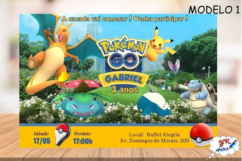 Arte Digital Convite Aniversário Pokémon Carta