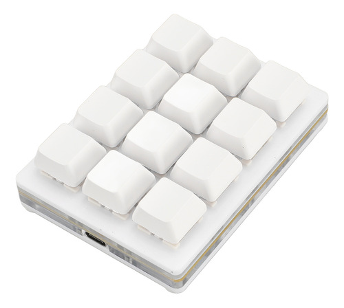 Teclado Mecânico Programável Branco Branco Com Uma Mão 12