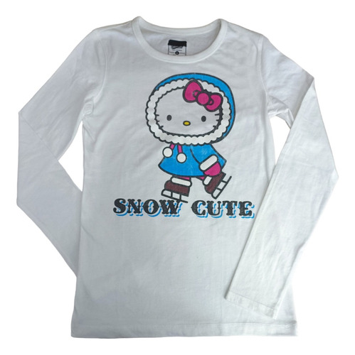 Playera Para Niña Hello Kitty Snow Cute Nieve Manga Larga 