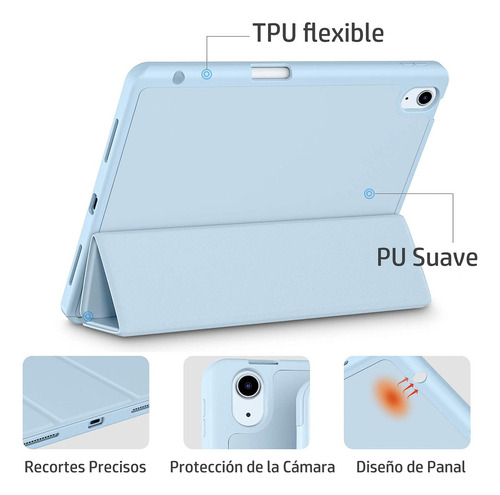 Funda Para iPad Air 5 Air 4 Generación 10.9 Pulgadas Con Lápiz Ranura Azul Claro