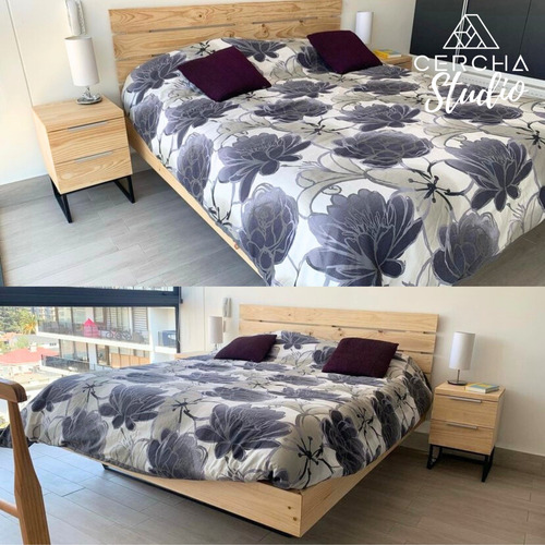 Cama Con Respaldo 2 Plazas Refel Cerchastudio Madera Acero