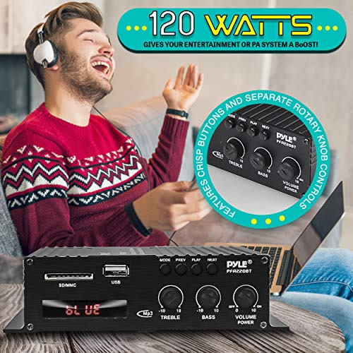 Pacote De Amplificador Bluetooth Pyle 120w Para Home Theater