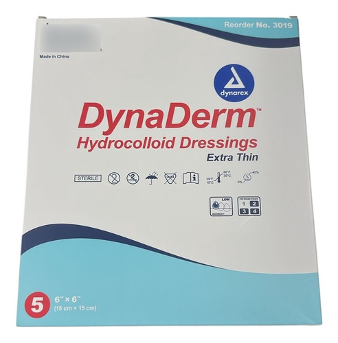 Apósito Hidrocoloide Dynaderm 15x15 Extrathin, 5 Pzas Nofact Agua