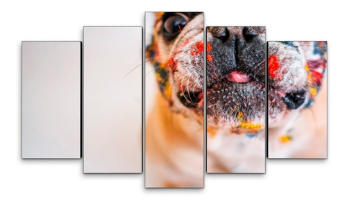 Cuadro Decorativo Moderno Perro Buldog Fránces Jd 0026 G Quíntuple 100x60 Cm Sin Marco