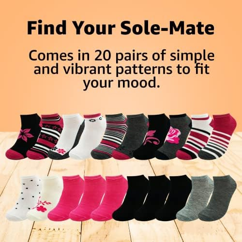 20 Pares De Calcetines De Corte Bajo Para Mujer (negro), Tal
