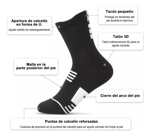8 Pares Calceta Deportiva Hombre 100% Algodón