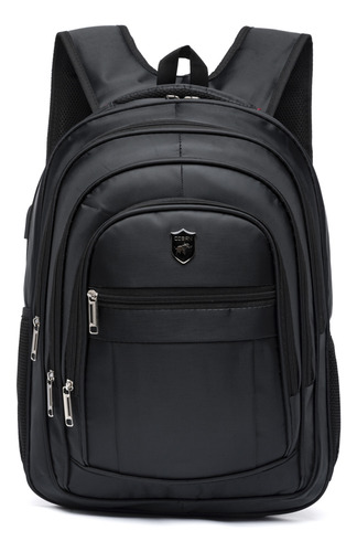 Mochila Executiva Trabalho Masculina Notebook Reforçada Cor Preto Desenho Do Tecido Lisa
