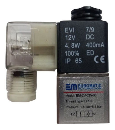 Electrovalvula Solenoide Neumatica 2/2 Rosca 1/8 Con Bobina 