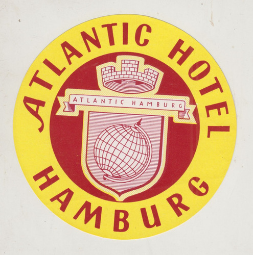 Antiguo Luggage De Atlantic Hotel Hamburgo Vintage Alemania