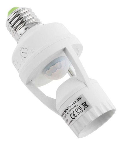 Sensor De Presença Para Lâmpada Soquete E27 Com Fotocélula