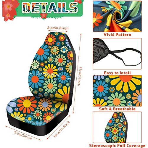 Juego De Accesorios Coche Abstracto Hippie Flower, 12 P...