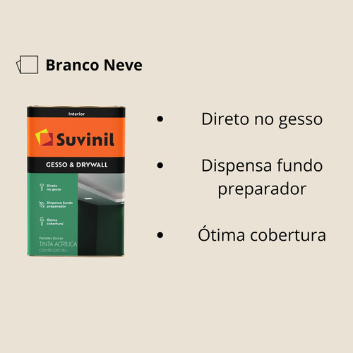 Tinta Gesso E Drywall Branco Neve 18 Litros Suvinil Acabamento Fosco