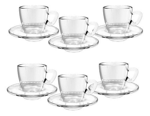 Jogo De Xícaras Pires Vidro 12 Pcs 90ml Café Chá Dolce Gusto