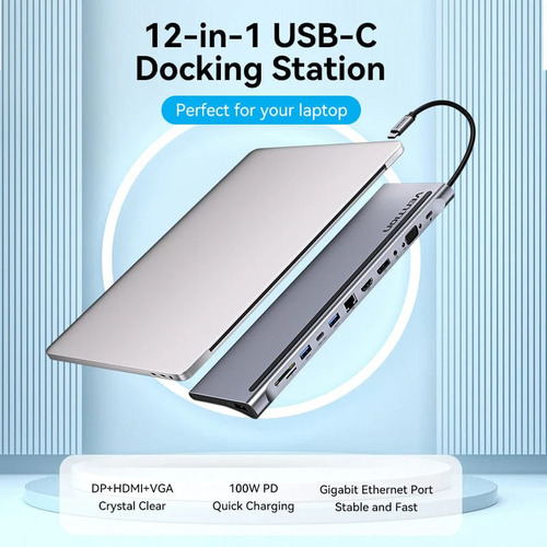 Hub Multipuerto 12 En 1 Usb-c Docking Station Vention THSHC