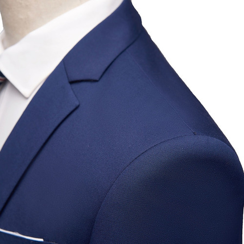 . Terno Oxford Slim Masculino - Calça + Jaqueta + Colete
