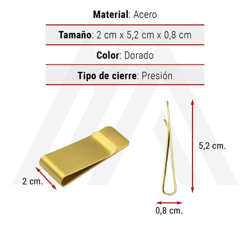 Imagen 7 de 10 de Clip De Billete De Lujo Dorado