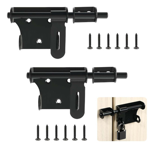 2 Pcs Acero Inoxidable Picaporte Carcelero Cerrojo 16cm Negro