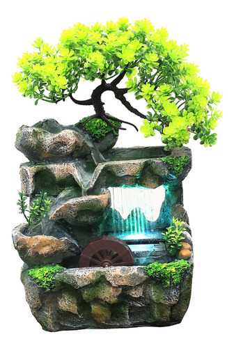 Fonte De Água Interna Com Luz Colorida 110v Mini Cascata