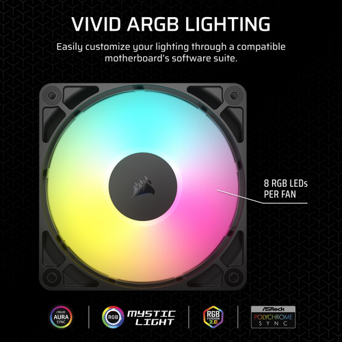 Ventilador Corsair Rs120 Argb 120mm Pwm Daisy-chain De Baixo