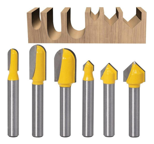 6pcs 1/4 In V-groove/punta Redonda Router Bit Cnc Carpinter¿