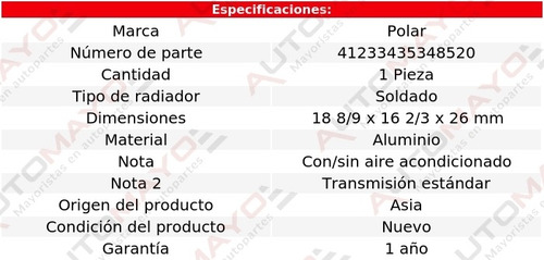Un Radiador Motor Polar Clio Std Renault L4 1.2l 2002 - 2010