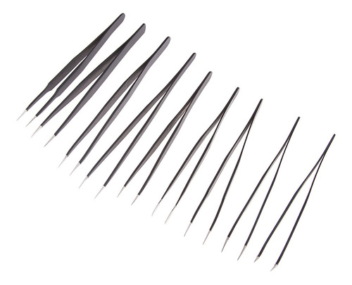 Imagen 7 de 11 de 9pcs Pinzas De Acero Inoxidable Antiestática Herramienta