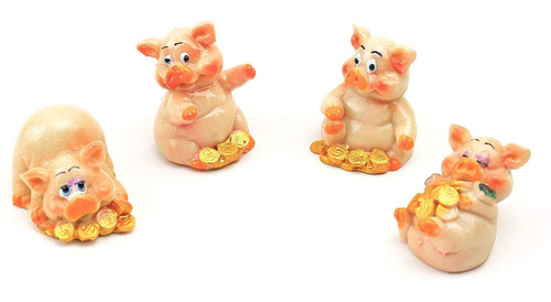 Set Of  Adorable Mini Pig Statues Feng Shui Wealth Luck...