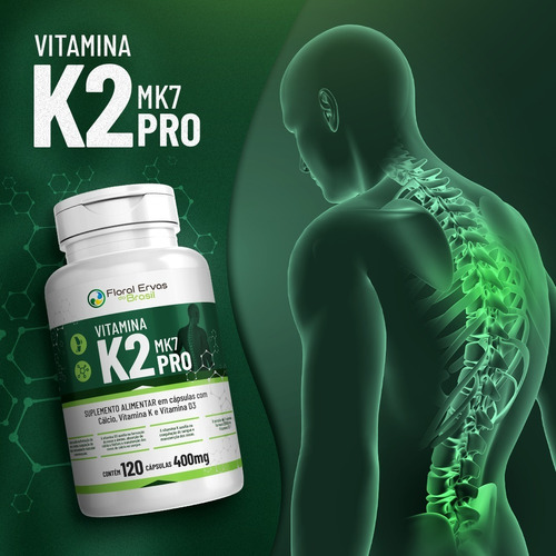 Kit 3 Uni. Vitamina K2 Pro Mk7 Concentrado 400mg 120 Caps