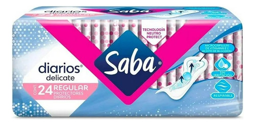 10 Pza Protectores Diarios Saba Delicate Regular 24 Pzas