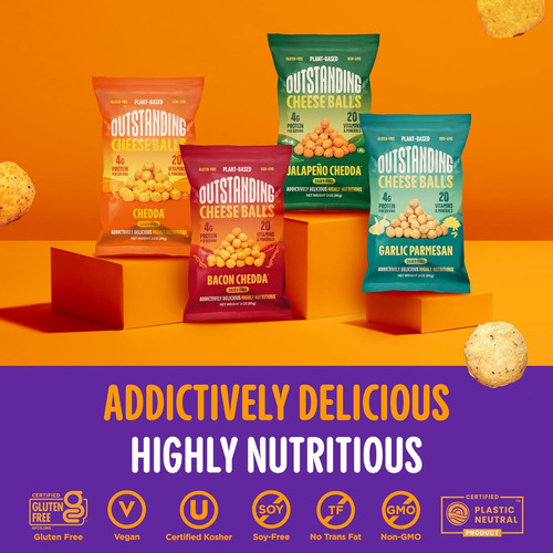 Outstanding Foods Puffs De Queso Vegano De 3 Oz Excelentes