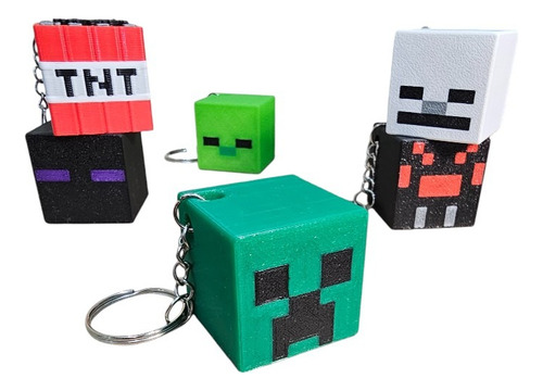 Souvenir Llavero Minecraft Pack De Monstruos Surtidos X45u Verde