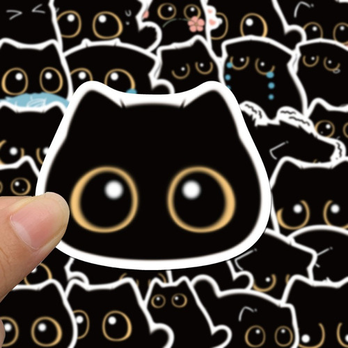 40 Peças De Adesivos De Caderno Black Cat Cute Diy