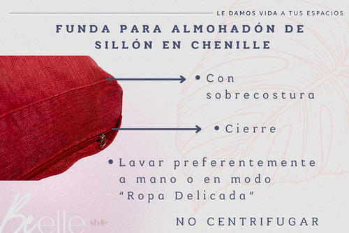 Almohadón Chenille Antidesgarro Sillón Algarrobo 50x50x10 Cm Rojo Chenille Antidesgarro