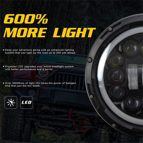 C Faro Led Redondo De 7 Pulgadas Y 400 W, Luz Alta Y Baja Para