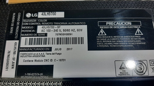 Placa Tcon 43lh5700 (Usado)
