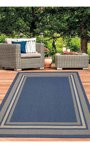 Jardin Collection Bordered Design 5x7 Alfombra Para Int...