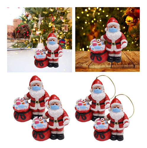 4 Piezas De Papá Noel Con Decoración De Adorno De Máscara