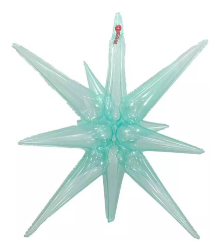 2 Globos Estrella Tiffany Blue Transparente 4d 14 Puntas 