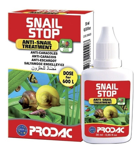 Imagem 2 de 3 de Suplemento Prodac Snail Stop 30ml Mata Caramujo Caracol