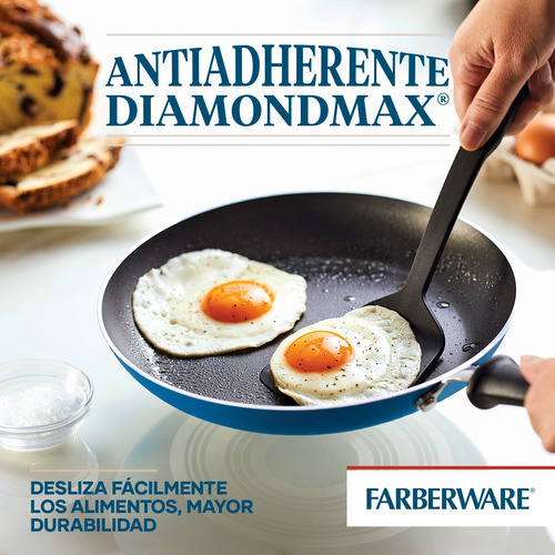 Batería De Cocina 12pzs, Antiadherente, Aluminio. Farberware Azul