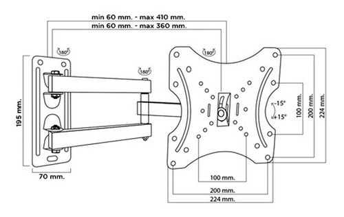 Soporte Para Led Smart Iofi Móvil Articulado 43 42 40 39 32 Color Negro