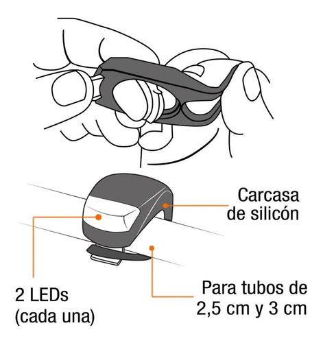 Linternas De Silicón Para Bicicleta 2 Piezas Radox Luz Bicic Color Rojo