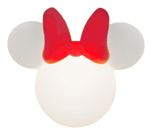 Luminária Abajur Minnie Disney Orelhas Com Laço Vermelho Cor da cúpula Branco Cor da estrutura Branco