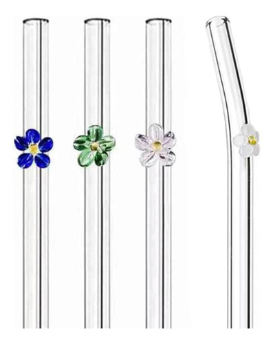 Li Pajita De Cristal Con Decoración En Forma De Flor De 20