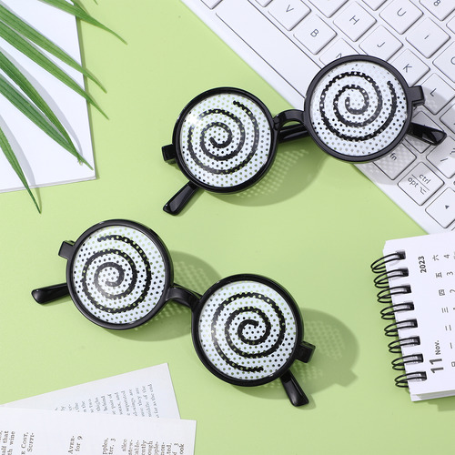 Glasses Round Frame Funny Dizzy Props 4 Pcs