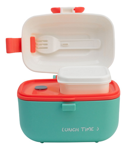 Contenedor Lunch Box Hermético Tapa Divisiones 5 Pzas 450 Ml Color Azul/rojo